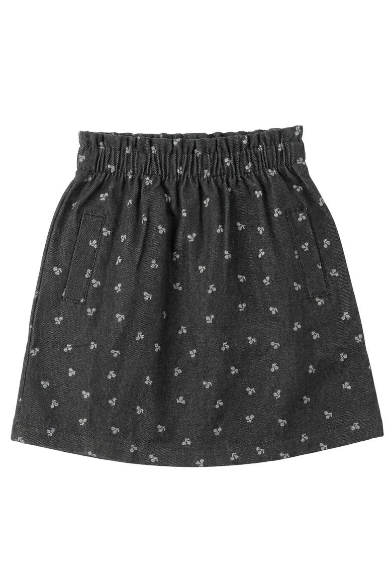 Cherry Denim Ruffle Waist Front Pocket Skirt, Main, color, Dark Grey