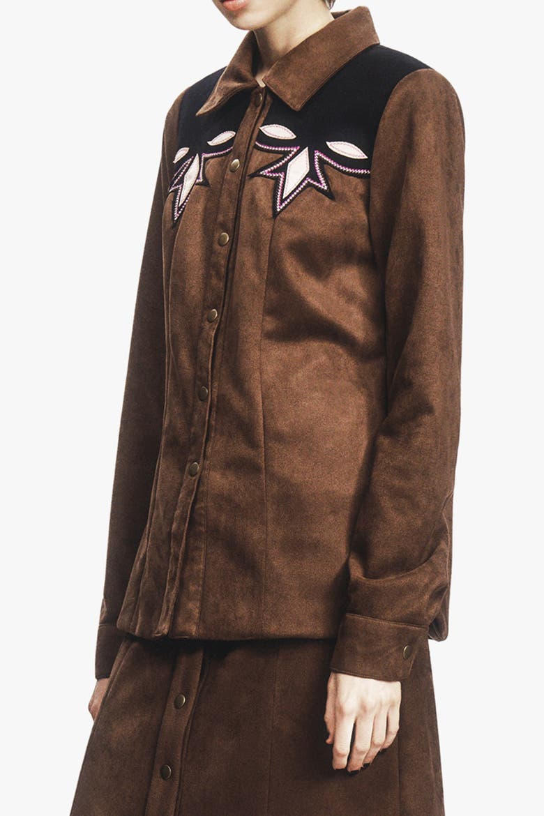 Faux Suede Appliqué, Alternate, color, Mocha Multi