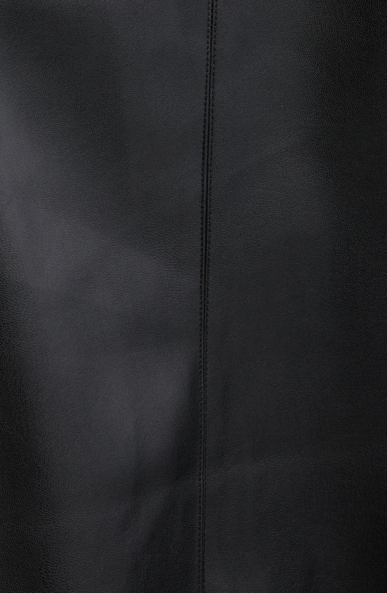 Elie Tahari The Miranda Long Sleeve Mixed Media Faux Leather Midi Dress, Alternate, color, Noir Black