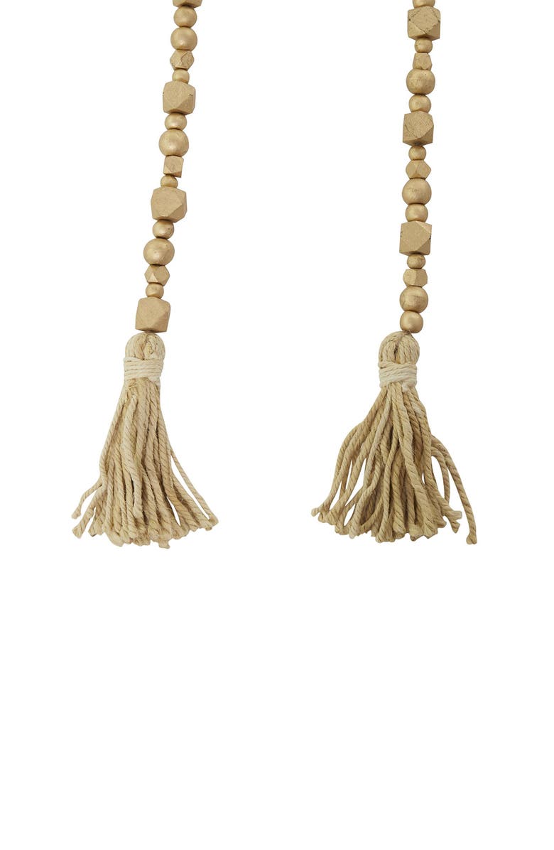 WILLOW ROW Bohemian Mango Wood Garland, Alternate, color, Gold