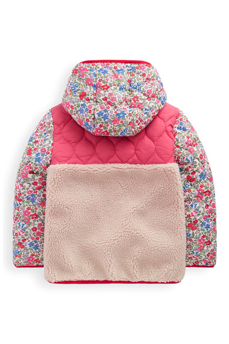 Kids' Mixed Fleece & Quilted Jacket, Alternate, color, ROSE PINK FLOWERBED