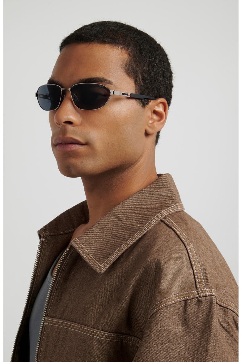 62mm Rectangular Sunglasses, Alternate, color, RUTHENIUM/ GREY