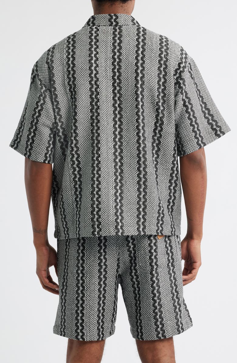 ICECREAM Vertical Stripe Short Sleve Knit Zip-Up Shirt, Alternate, color, Whisper White