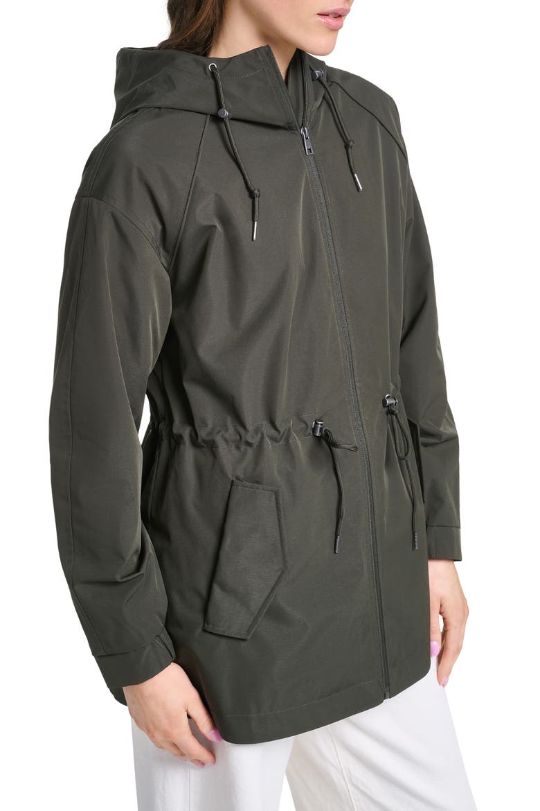 Water Resistant Hooded Rain Jacket, Alternate, color, ARMY GREEN