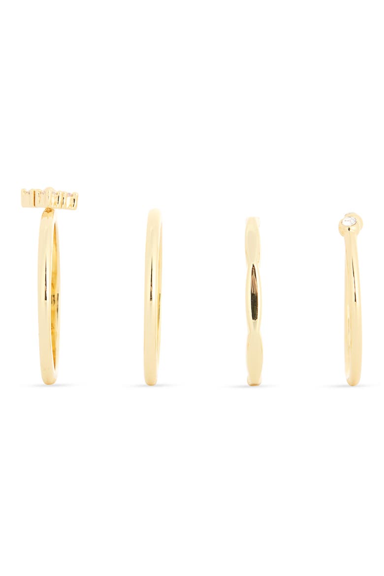 Pack of 4 Assorted Stacking Rings, Alternate, color, CLEAR/ GOLD