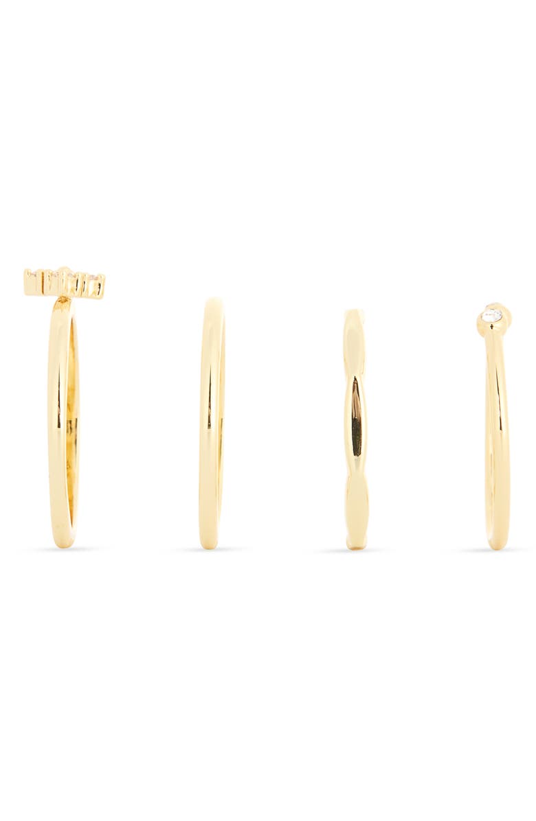 Covet Pack of 4 Assorted Stacking Rings, Alternate, color, Clear/ Gold