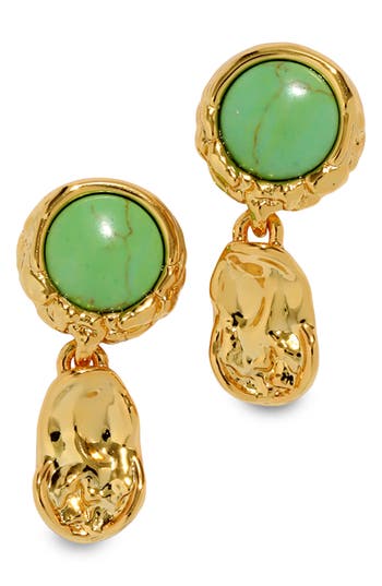 Alexis Bittar Brut Reconstituted Turquoise Coin Drop Earrings In Multi