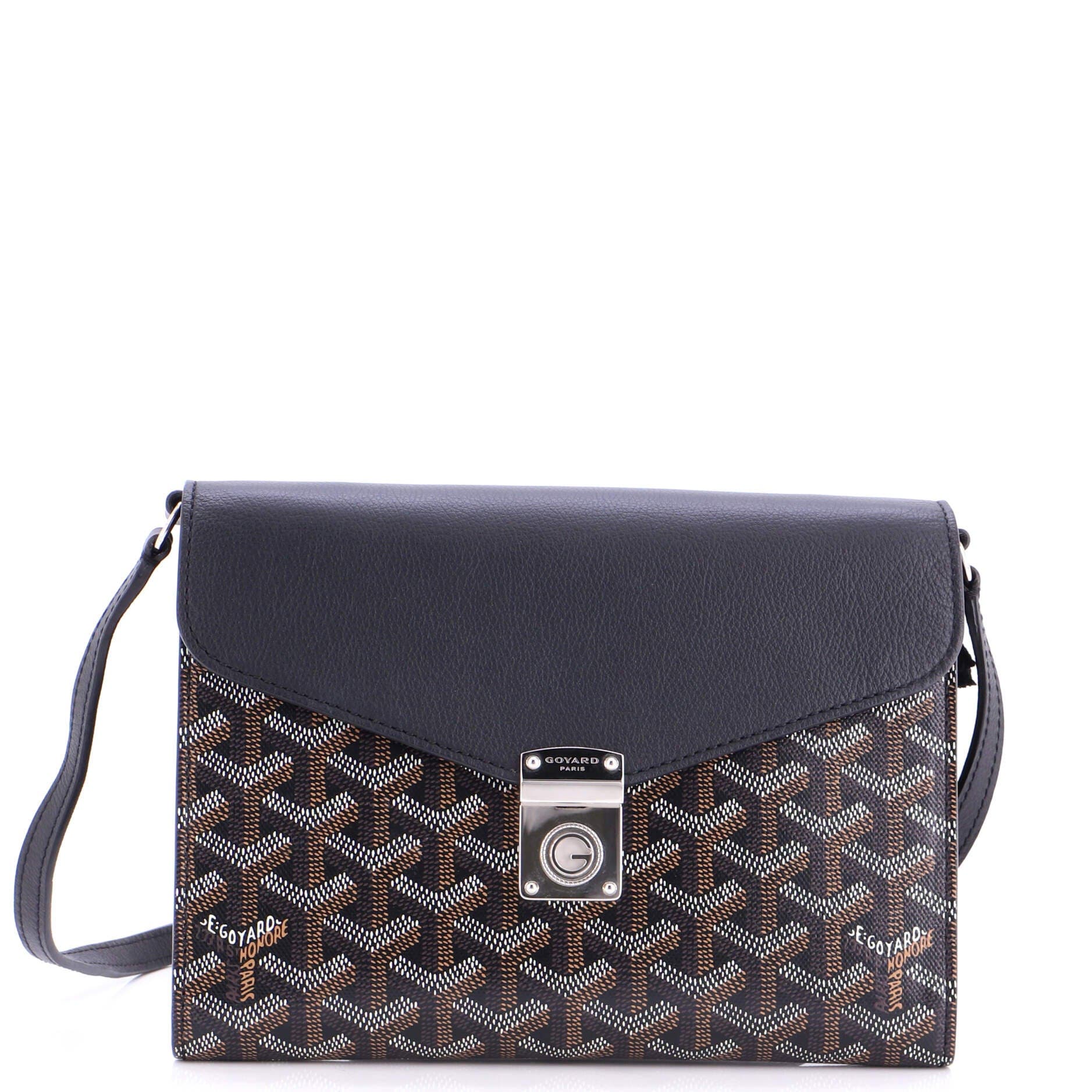 Pre-Owned Goyard Chypre Wallet on Strap Coated Canvas with Leather, Main, color, Black
