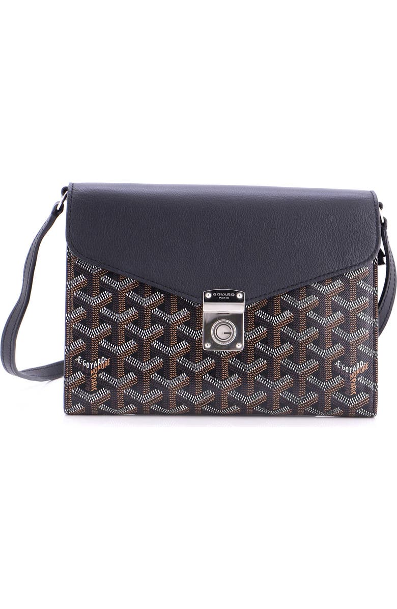 Pre-Owned Goyard Chypre Wallet on Strap Coated Canvas with Leather, Main, color, Black