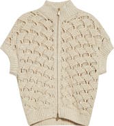Eleventy Sequin Crochet Short Sleeve Cardigan
