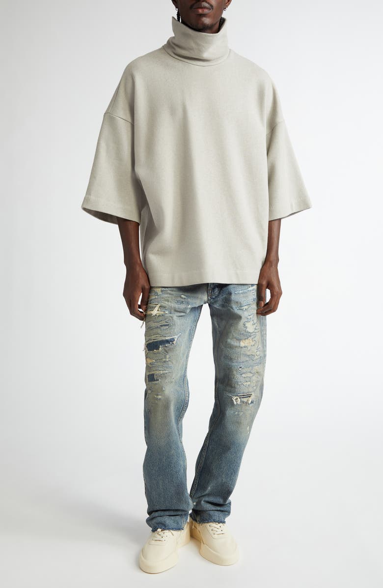 Fear of God Distressed Straight Leg Jeans, Alternate, color, Reparied Vintage Indigo