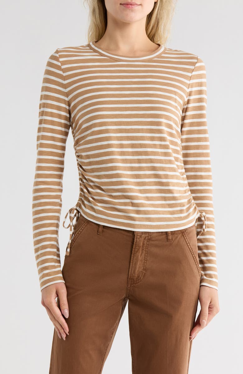 Veronica Beard Travis Stripe Top, Main, color, Off White/ Khaki Stripe