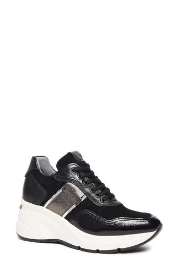Nerogiardini Logo Strap Wedge Sneaker In Black