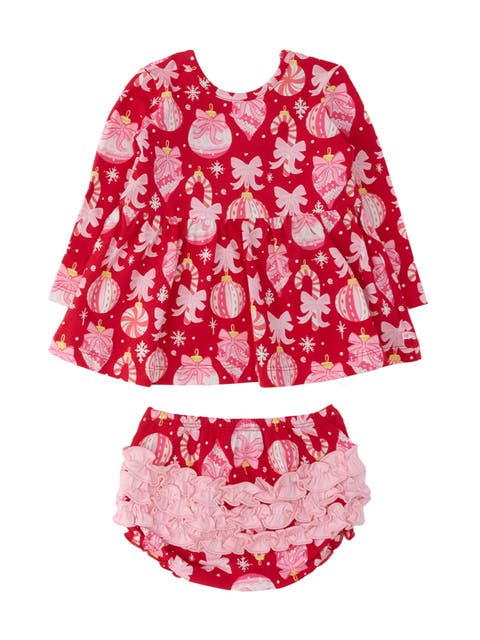 Holiday Knit Long Sleeve Twirl Top and Bloomer Set