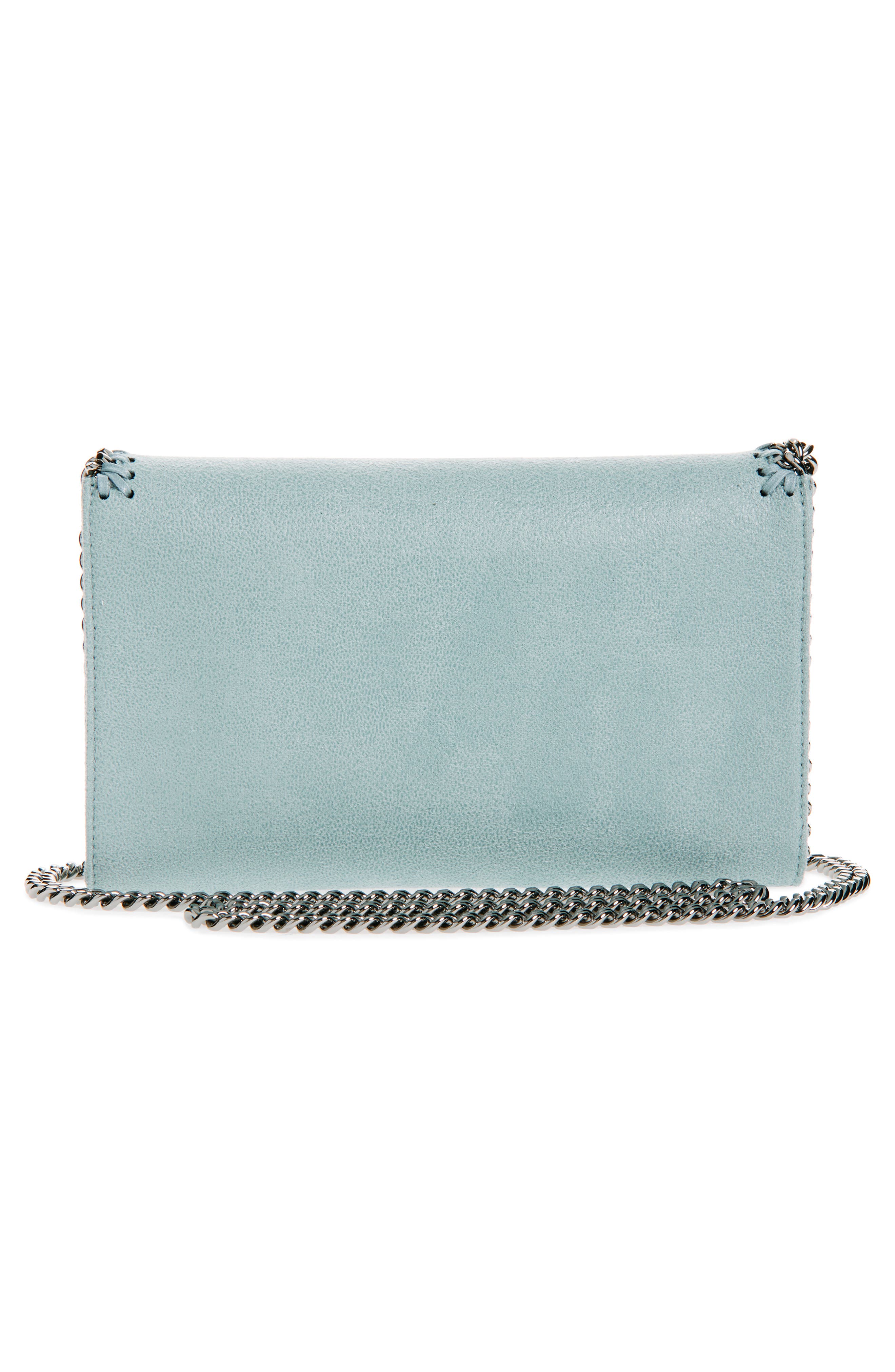 Stella McCartney Mini Falabella Shaggy Dear Faux Leather Crossbody Bag, Alternate, color, Ice Blue