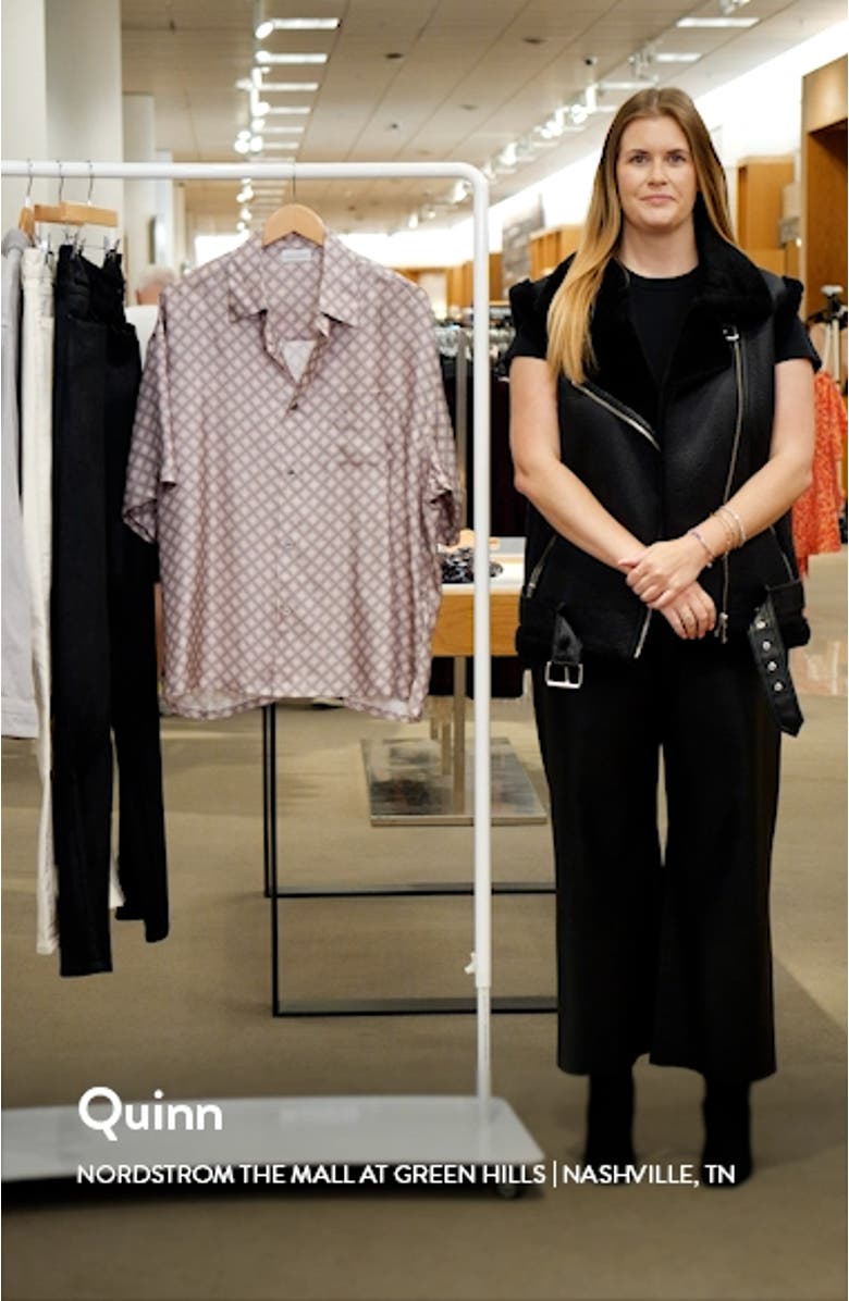 Geometric Print Short Sleeve Silk Button-Up Shirt, sales video thumbnail