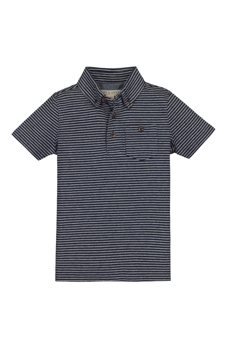 Hope & Henry Baby Boys' Jersey Polo, Infant, Alternate, color, Navy Micro Stripe Jersey