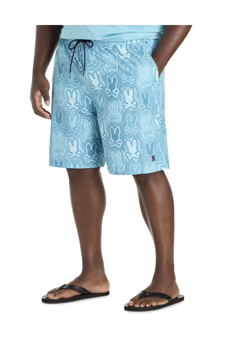 Psycho Bunny Big & Tall Chuck Swim Trunks, Main, color, Milky Blue