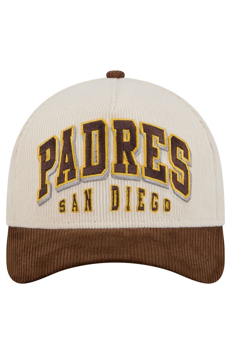 New Era Men's New Era Cream/Brown San Diego Padres Sided Corduroy 9FORTY A-Frame Adjustable Hat, Alternate, color, Cream