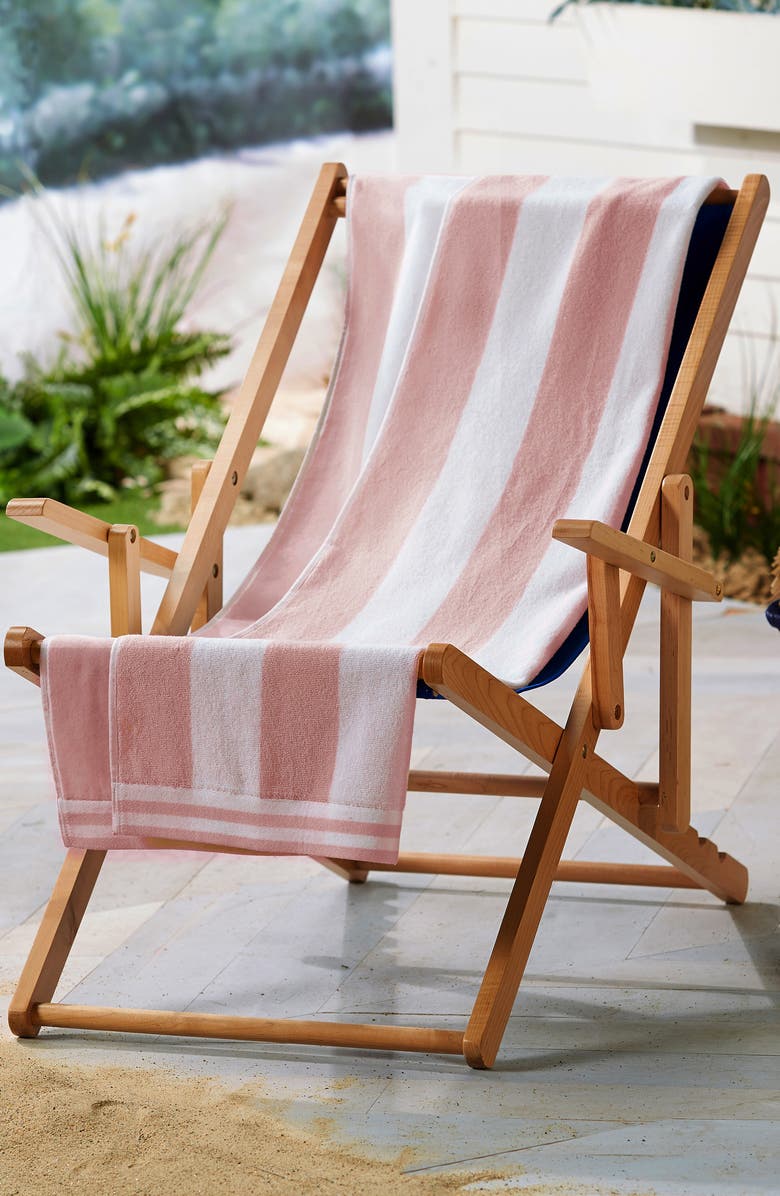 Woven & Weft Oversize Stripe Beach Towel, Alternate, color, Dusty Rose / White
