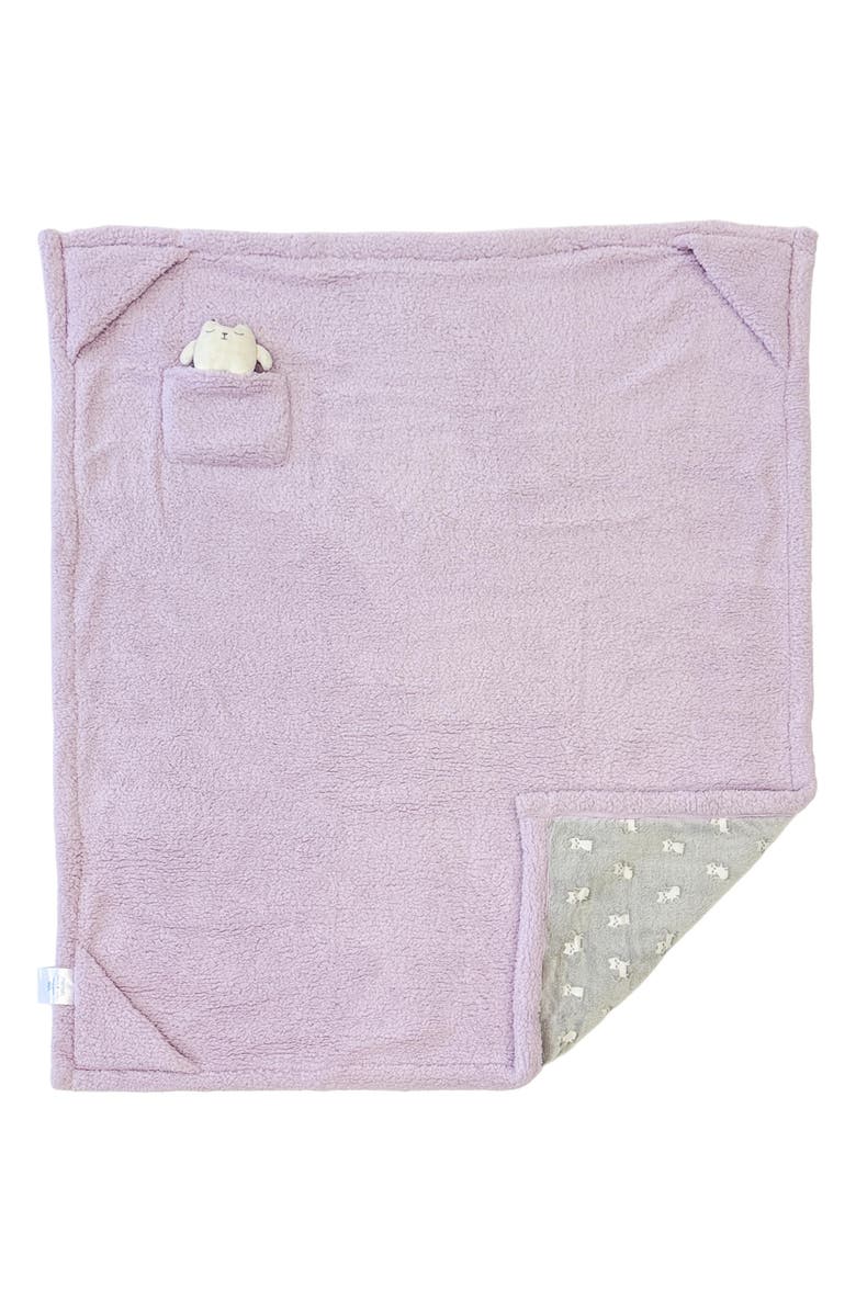 mimish Kids' Glow in the Dark Kittens Fleece Blanket & Stuffed Animal Set, Alternate, color, Pale Orchid