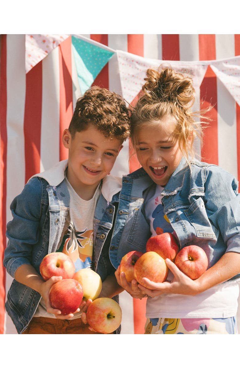 Deux par Deux Boy's Denim Jacket With French Terry Hood White And Denim Blue, Alternate, color, 