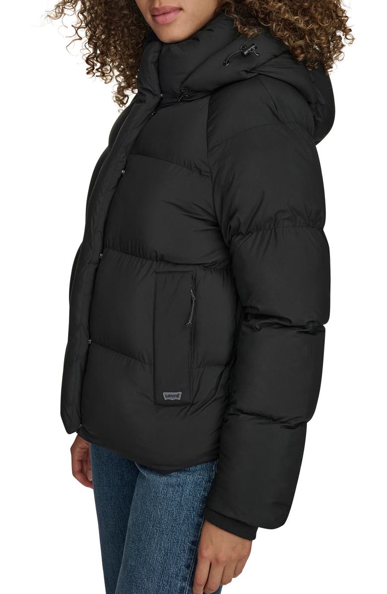 Levi's Hooded Quilted Puffer Jacket, Alternate, color, Black