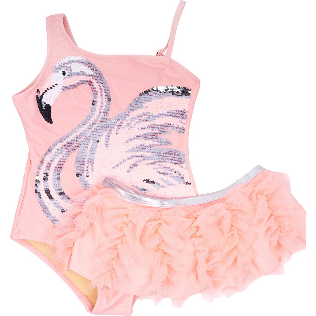 Shade Critters Kids' Flamingo One-piece Swimsuit & Tutu Cover-up Skirt Set In Pink