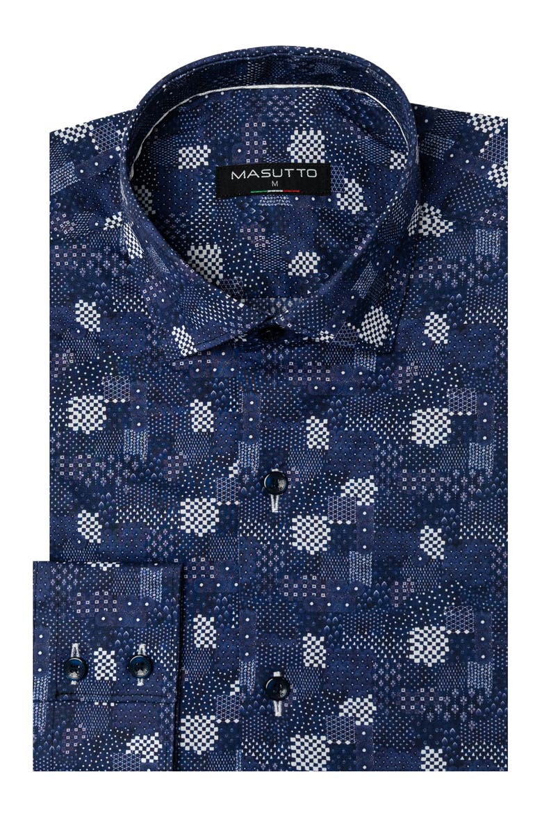Mirisola Print Button-Up Long Sleeve Shirt, Main, color, Blue