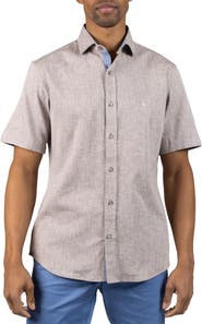 TailorByrd Mélange Linen Blend Button-Up Shirt