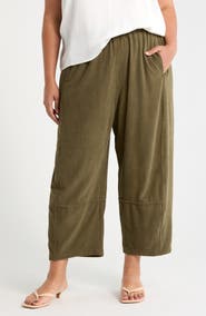 MAX STUDIO Corduroy Knit Crop Barrel Leg Pants