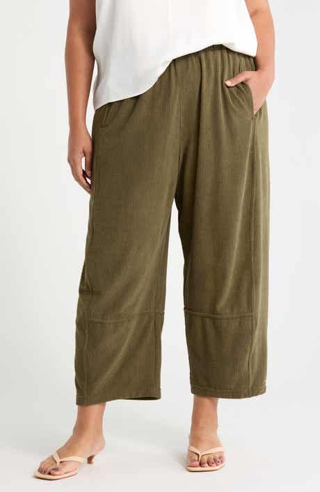 MAX STUDIO Corduroy Knit Crop Barrel Leg Pants