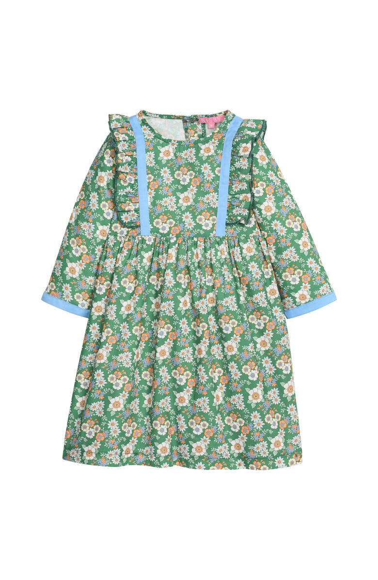 BISBY Kids' Floral Ruffle Porto Dress, Main, color, Greenwich Garden Green