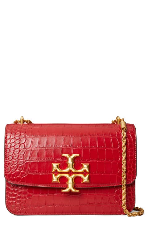 Eleanor Croc Embossed Leather Convertible Shoulder Bag