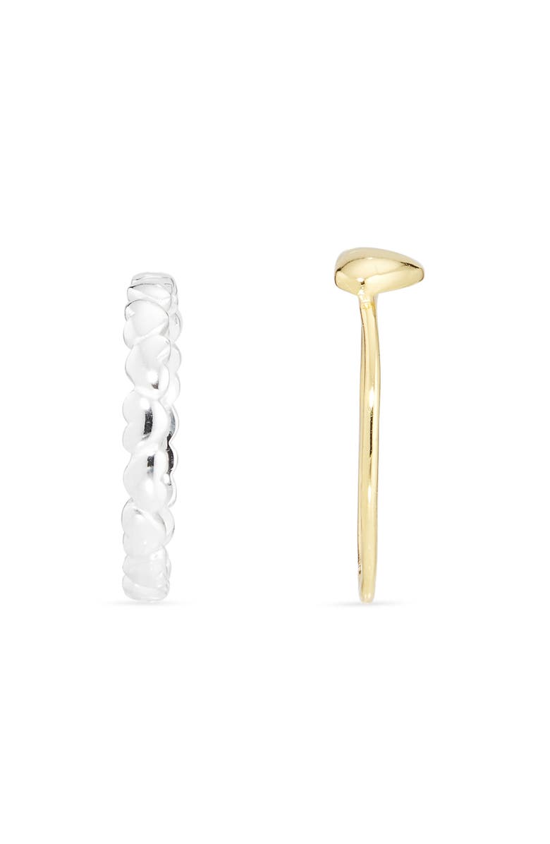 ARGENTO VIVO Set of 2 Two-Tone Stacking Rings, Alternate, color, Gold/ Sil