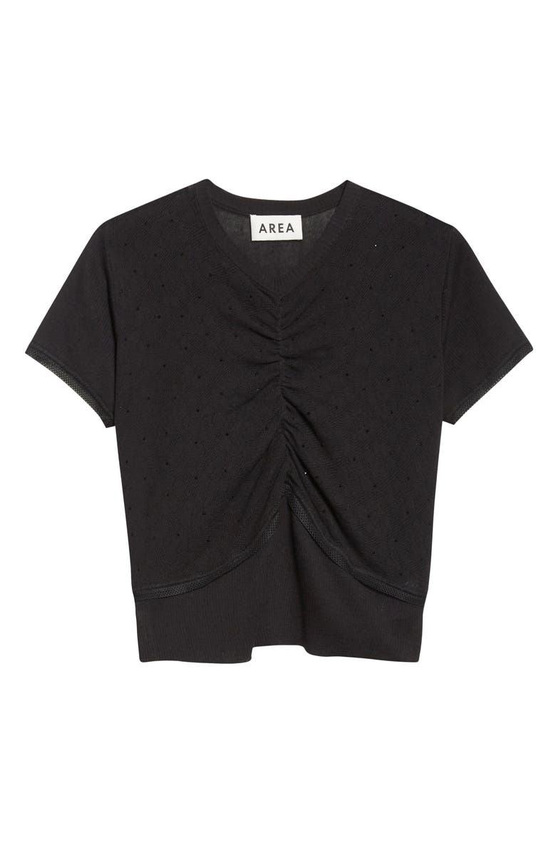 Area Girly Crystal Rib Cotton Sweater, Alternate, color, Black