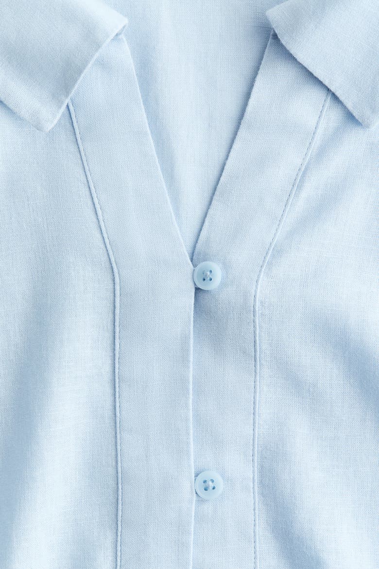 Sleeveless Linen-blend Shirt, Alternate, color, Light blue