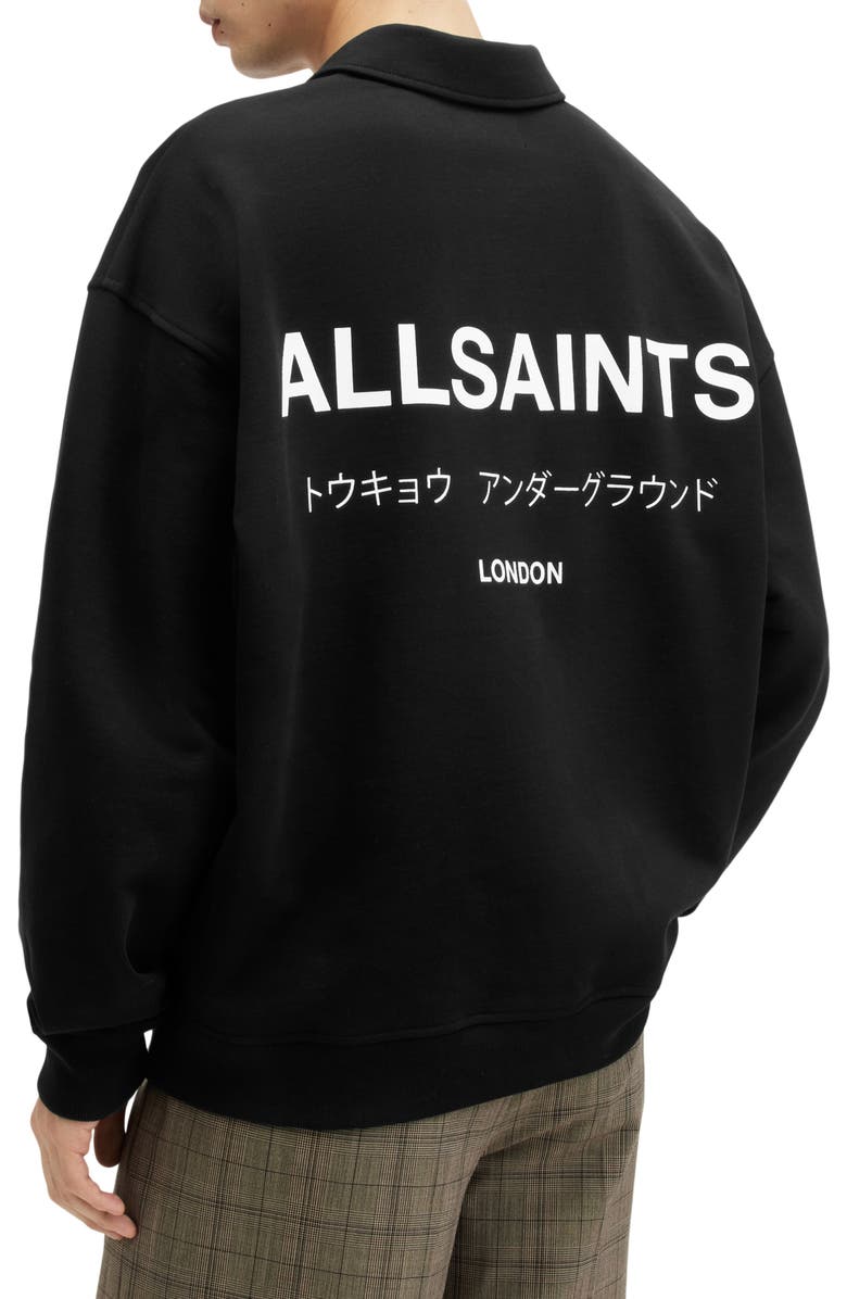 AllSaints Underground Long Sleeve Cotton Polo Sweatshirt, Alternate, color, 