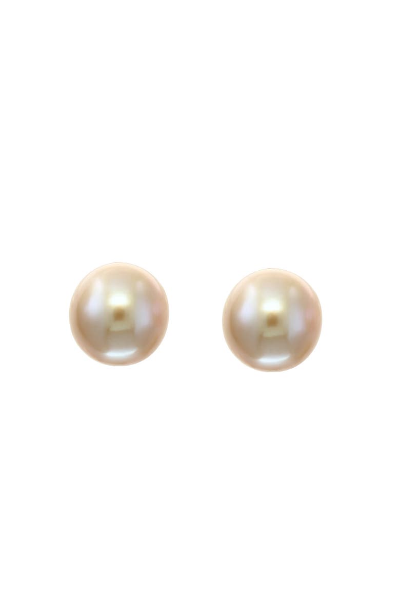 14K Rose Gold Freshwater Pearl Stud Earrings, Main, color, 14K Gold