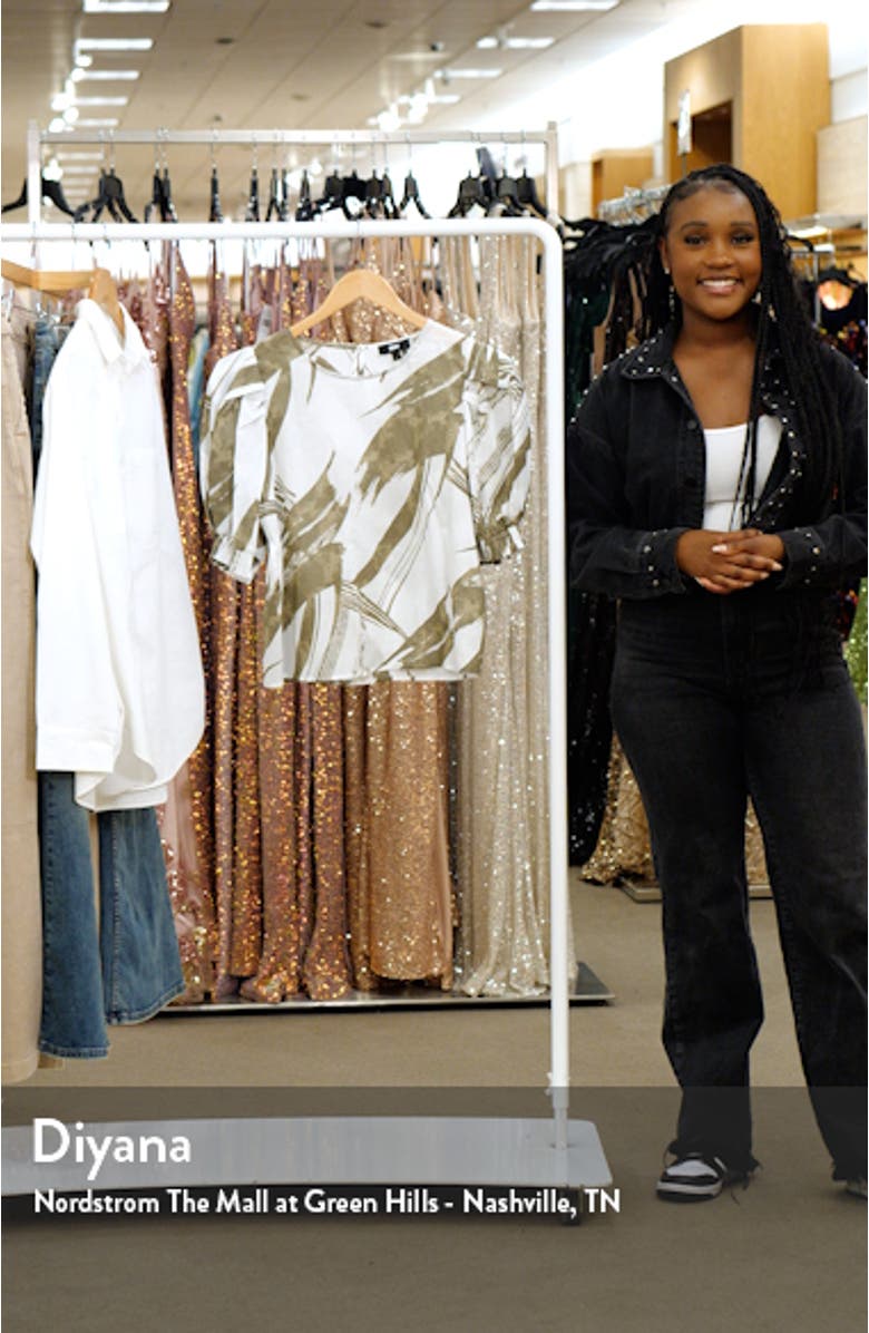 Abstract Print Puff Sleeve Voile Top, sales video thumbnail