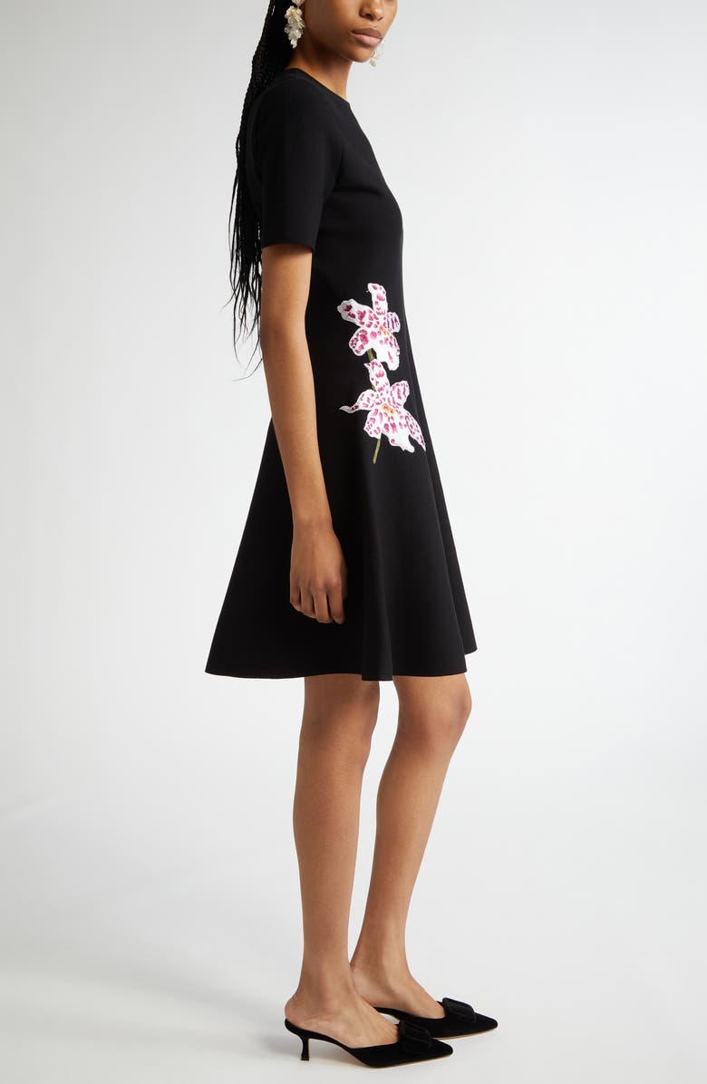 Oscar de la Renta Orchid Threadwork Fit & Flare Dress, Alternate, color,