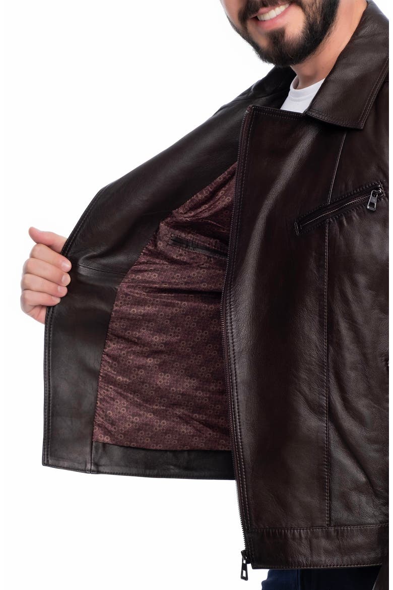 Winston Leather Jacket, Alternate, color, DARK BROWN