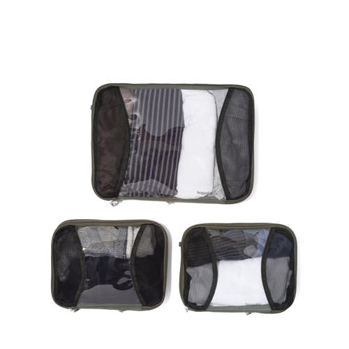 Baggallini 2 Medium / 1 Large Compression Packing Cubes Travel Set In Green