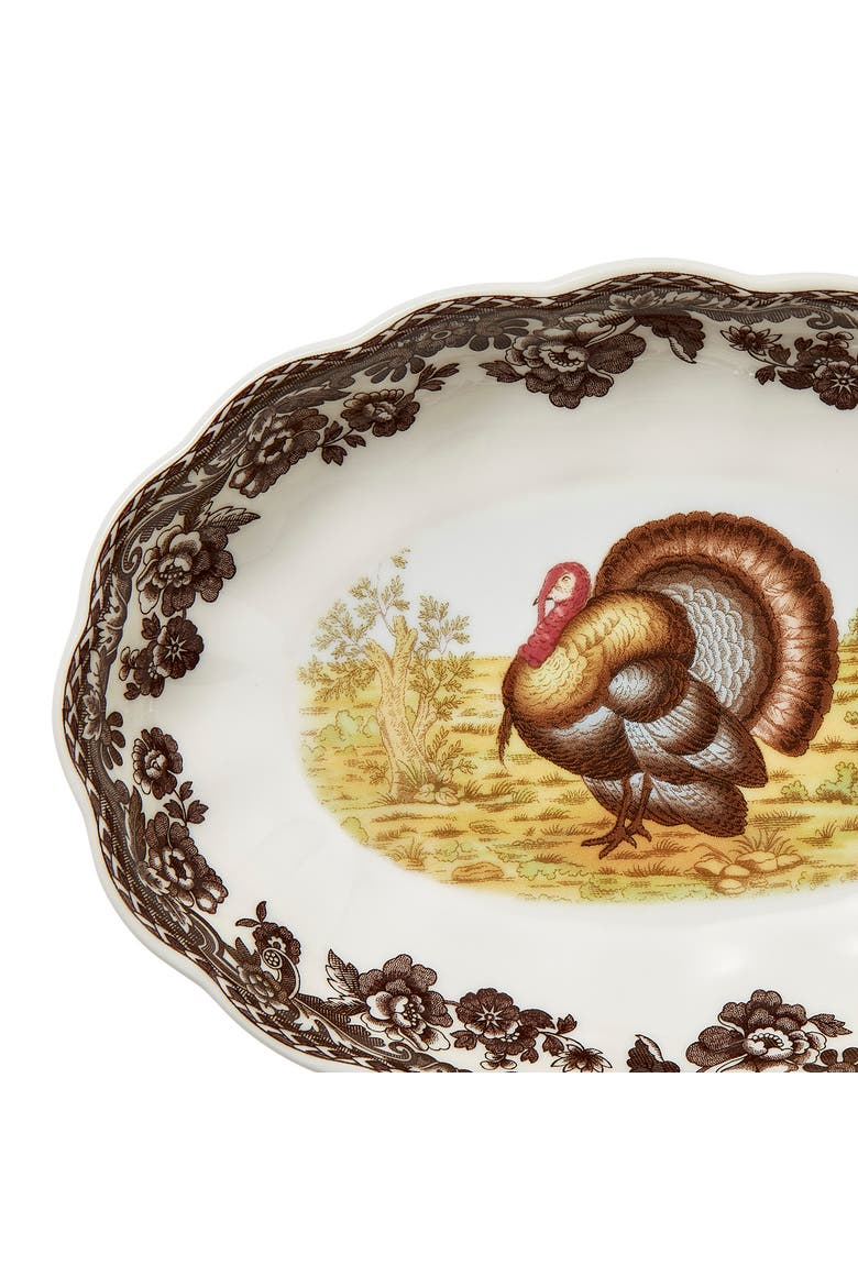 Woodland Turkey 6" Oval Fluted Dish, Alternate, color, Brown