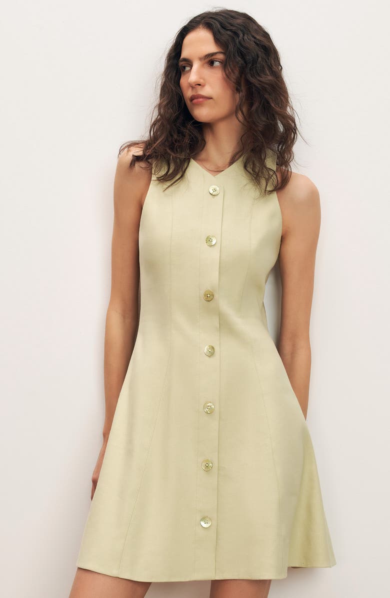 Veronica Beard Steiner Linen Blend Fit & Flare Dress, Alternate, color, Pistachio