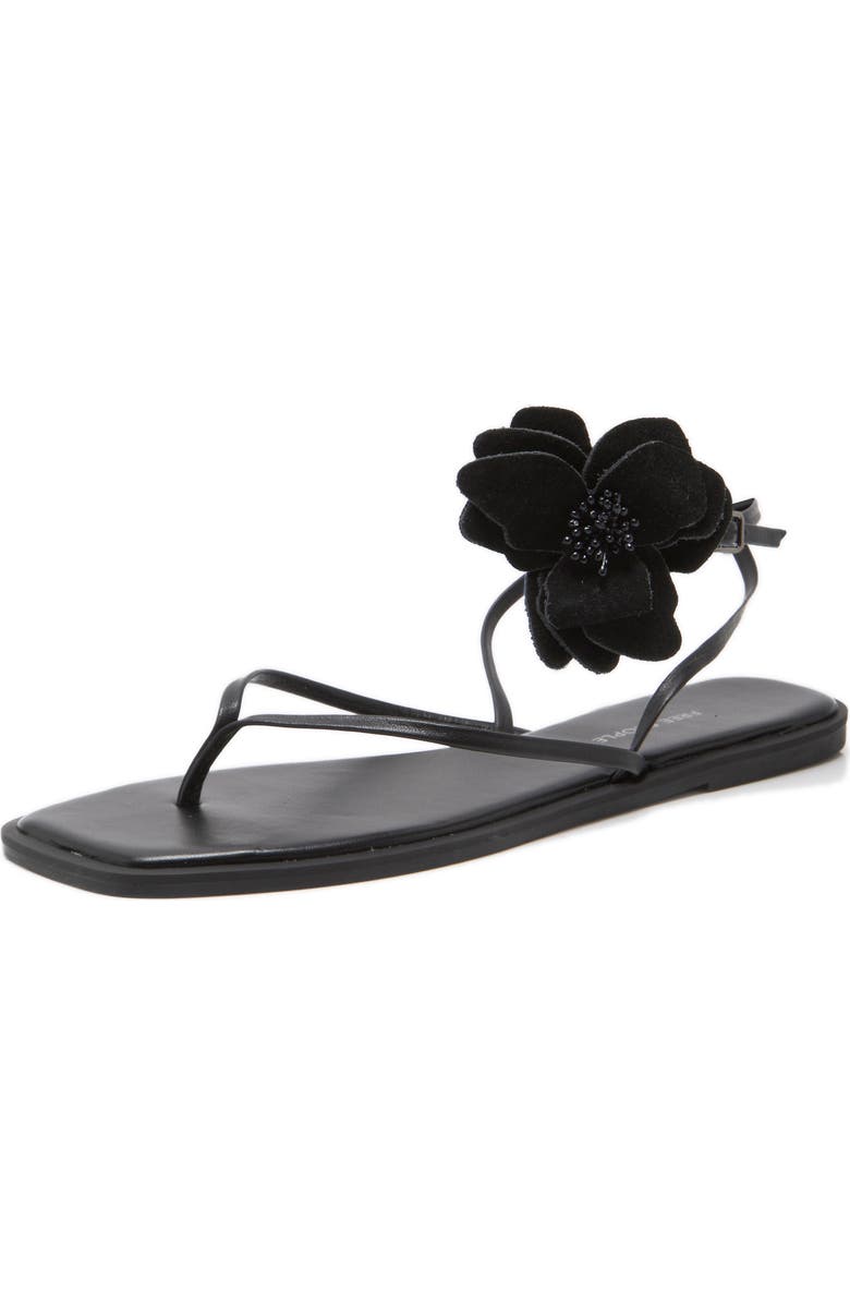 Free People Mismatched Magnolia Appliqué Ankle Strap Sandal, Alternate, color, Black Tide Leather