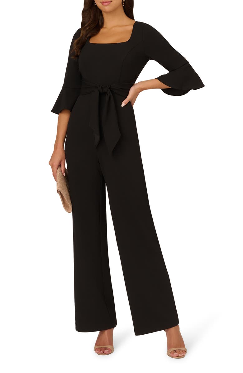 Adrianna Papell Tie Waist Wide Leg Jumpsuit, Alternate, color,