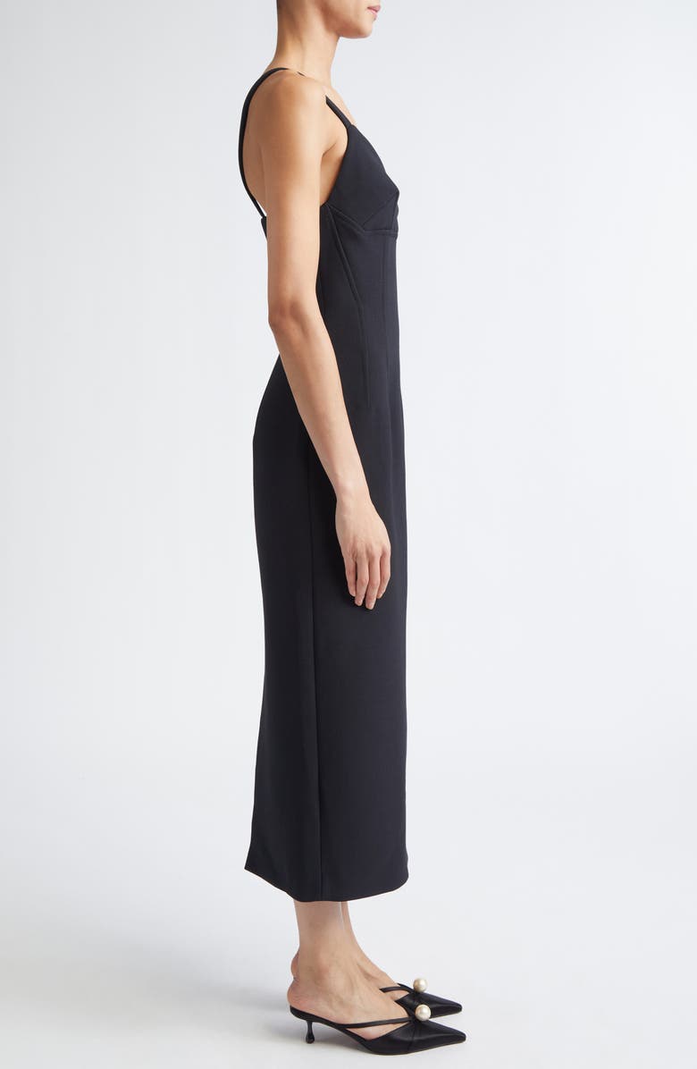 Emilia Wickstead Ezekiel Bird's Eye Suiting Sheath Dress, Alternate, color, Black