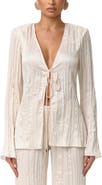 Naked Wardrobe Plissé Tie Front Satin Top