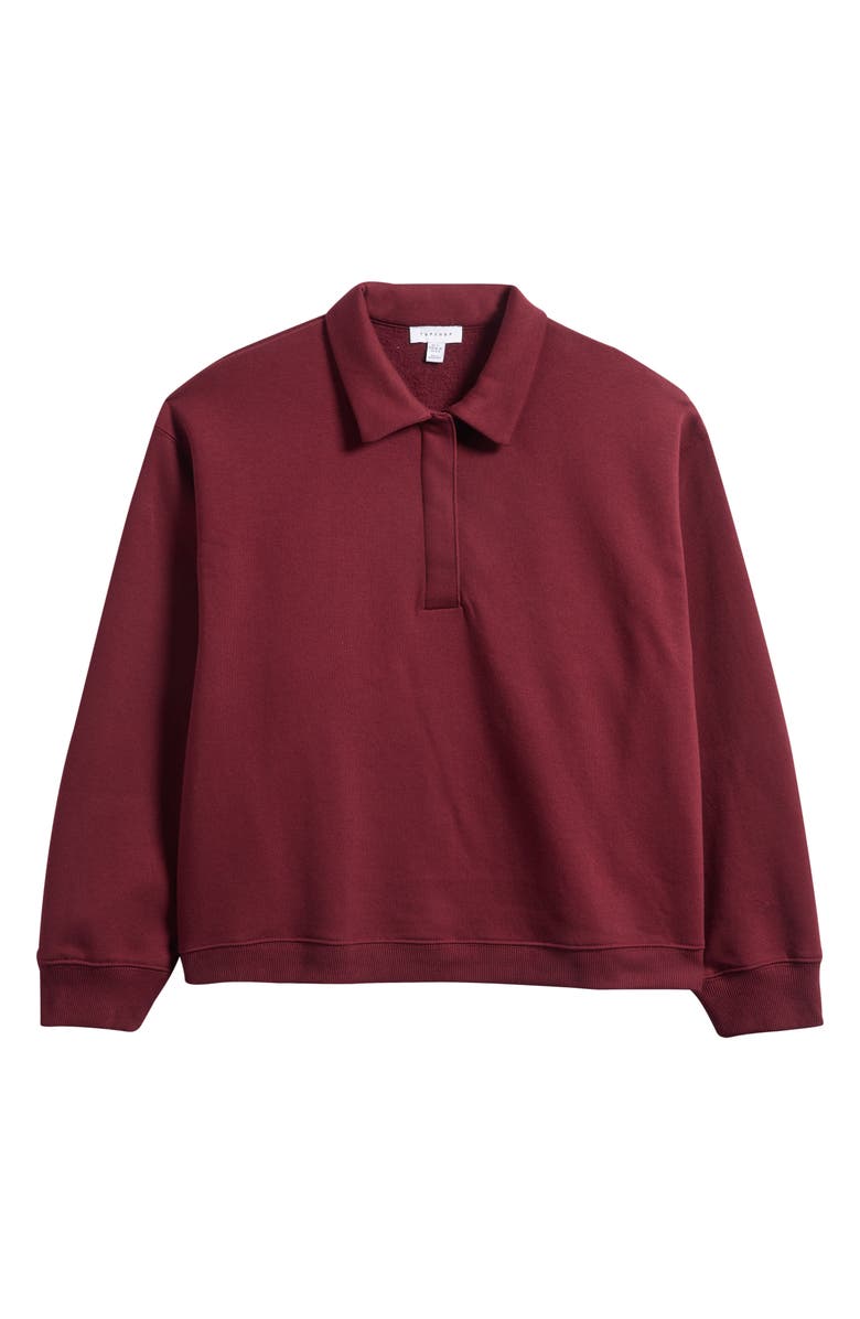 Topshop Oversize Polo Sweatshirt, Alternate, color, Burgundy